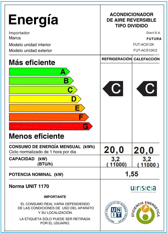 Aire acondicionado Futura FUT-ACS12K 12000 BTU