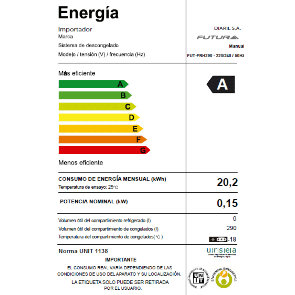 Freezer Futura FUT-FRH290
