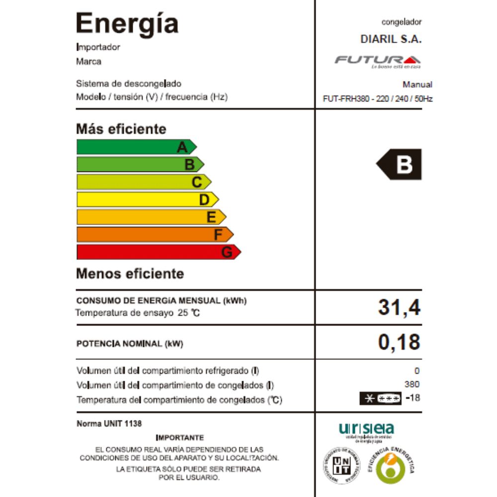Freezer Futura FUT-FRH380