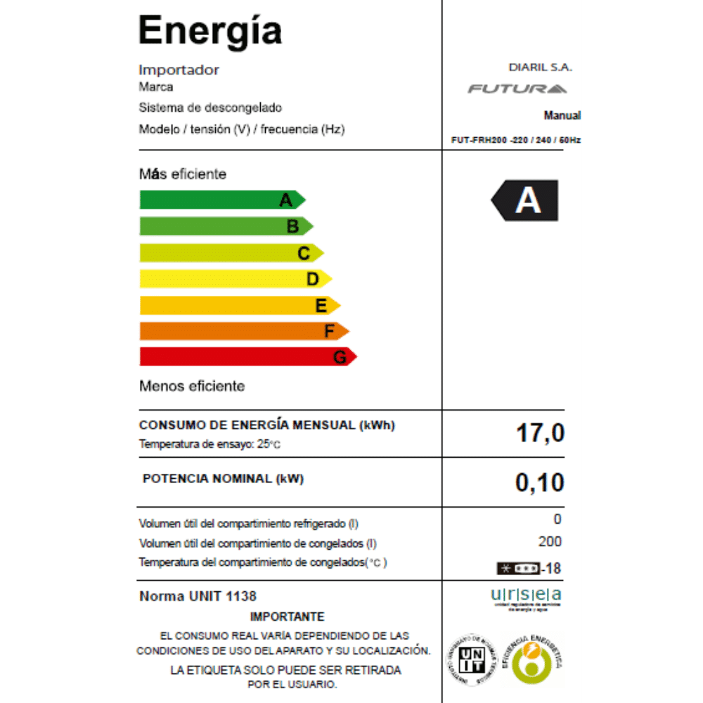 Freezer Futura FUT-FRH200