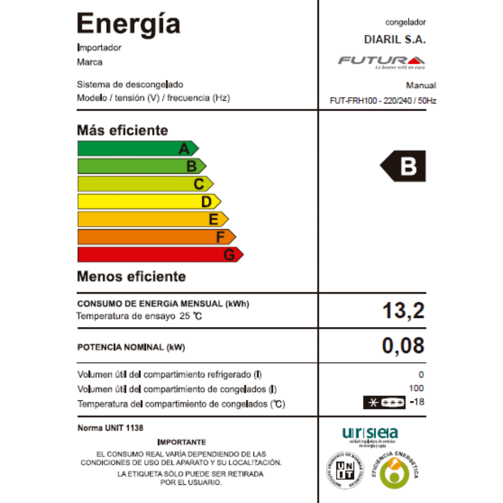Freezer Futura FUT-FRH100